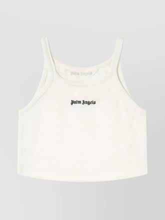Palm Angels cotton cropped sleeveless logo top