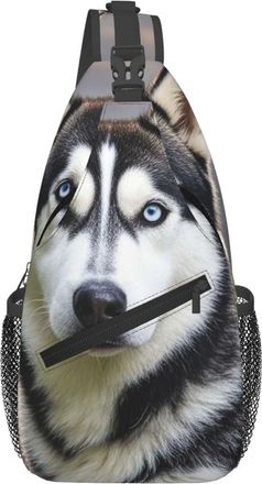Generic Husky Dog Cross Body Bag With Zipper Shoulder Bag Adjustable Chest Backpack For Casual Women Camping