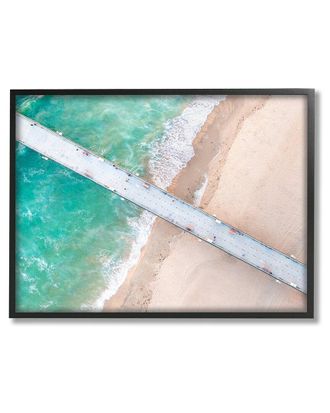 Stupell Industries Aerial Ocean Beach Bridge Framed Giclee Wall Art By Jeff Poe