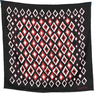 Lanvin Geometrische Zijden Sjaal Zwart Rood Wit - Dames - Zijden sjaals - Veelkleurig - ONE Size - Accessoires