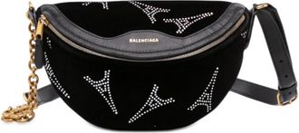 Balenciaga Pre-owned Balenciaga Velvet Crystal Embellished Souvenir Belt Bag XXS Ladies 67AYNBQUNAN69D3O