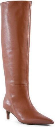 Seychelles Rose Pointed Toe Over the Knee Kitten Heel Boot in Tan Leather at Nordstrom Rack, Size 9