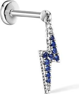 Maria Tash 18K Gold Diamond & Sapphire Lightning Bolt Charm Earring in White Gold at Nordstrom