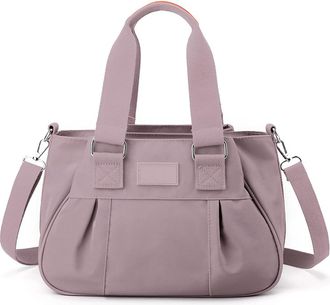 Generic Nylon Tote Bag for Women, Roomy Multiple Pockets Crossbody Bags Casual Ladies Handbag for Daily, Work, College & Travel (light purple)