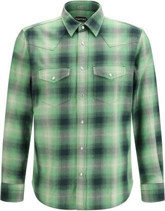 Tom Ford Bicolor Cotton Pattern Mens Shirt