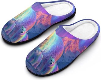 Generic Northern Lights Bear Womens Slippers Winter Warm House Shoes Indoor Outdoor Hotel Slipper
