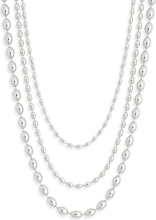 Leith Triple Row Bead Chain Necklace in Silver at Nordstrom Rack