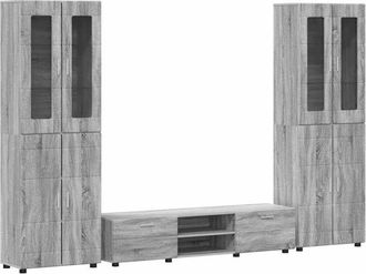 vidaXL TV Cabinet Set with Drawer Grey Sonoma Engineered Wood vidaXL