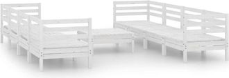 vidaXL 9 Piece Garden Lounge Set White Solid Pinewood Vidaxl