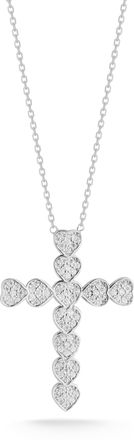 Glaze Jewelry Sterling Silver Flat Heart Cross Necklace