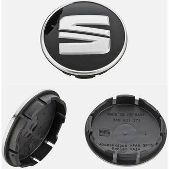 Andiamo Enjoliveurs Centraux De Roue Noirs/argent&eacute;s. 54 Mm. Lot De 4. Compatibles Avec Arosa Ibiza. Leon. Altea. Exeo Et Cordoba