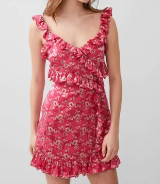 French Connection Elianna Burnout Frill Cami Dress In Raspberry Sorbet