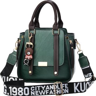 Generic Women PU Leather Large Capacity Handbag with Zipper for Work & Outing (Green) (style2)