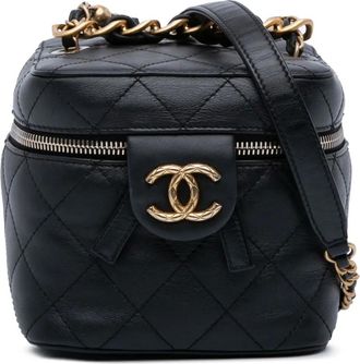 Chanel 2021-2025 kleine CC lamsleren crossbodytas - Zwart