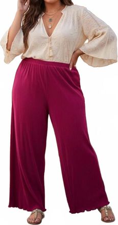 She + Sky Womens Long Plisse Woven Pants In Magenta