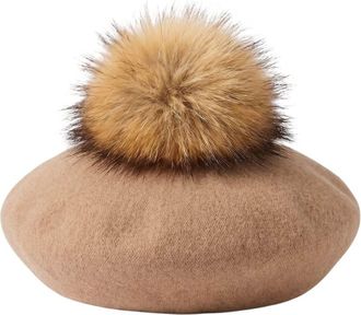 Borsalino Beige Textured Beret Hat