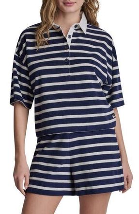 DKNY Stripe Terry Polo in Peacoat/Eg at Nordstrom Rack, Size X-Large