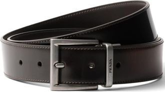 Prada brushed-leather belt - men - Leather - 100 - Brown