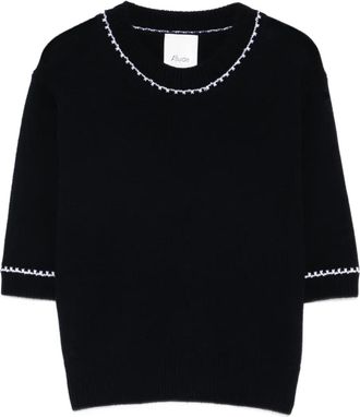 Allude T-shirt met contrasterende afwerking - Blauw