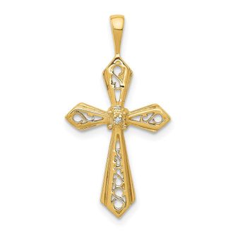 Diamond2Deal 14k Yellow Gold AA Diamond Passion Cross Pendant