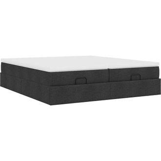 vidaXL Estructura De Cama Otomana Con Colchones Tela Negra 200x200cm Vidaxl