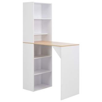 Berkfield Home Bar Table with Cabinet White 115x59x200 cm | Size: 115 x 59 x 200 cm