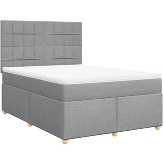 vidaXL Vidaxl - Cama Box Spring Con Colch&oacute;n Tela Gris Claro 160x200 Cm