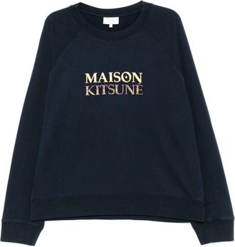 Maison Kitsuné Maglione con logo ricamato - Blu