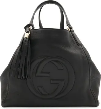 Gucci Black Leather Shoulder Bag Tote Bag (Pre-Owned)