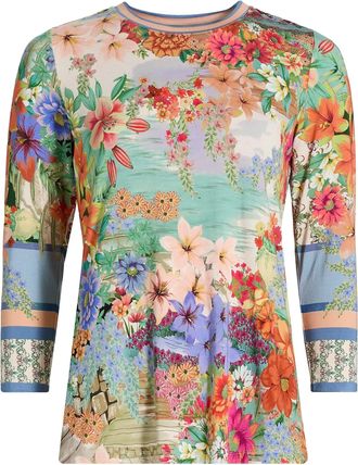 Johnny Was Womens The Janie Favorite 3/4 Sleeve Crew Neck Tee, Asteria