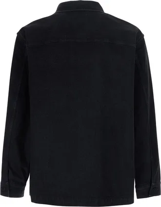 Saint Laurent Mens Shirt With Cassandre Embroidery, Black Cotton