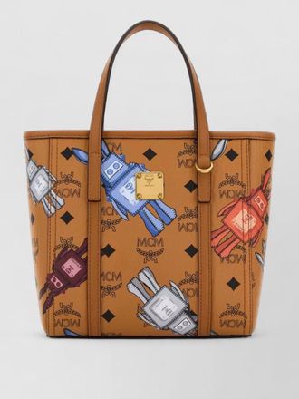 MCM canvas handbag graphic print top handles