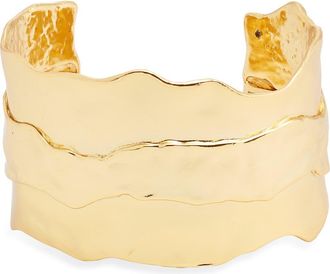Karine Sultan Parchment Textured Cuff Bracelet in Gold at Nordstrom