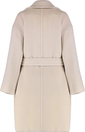 Max Mara Womens Wool And Alpaca Coat With Belt Beige