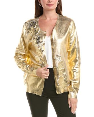 Oscar De La Renta Foil Lace Silk-Blend Cardigan