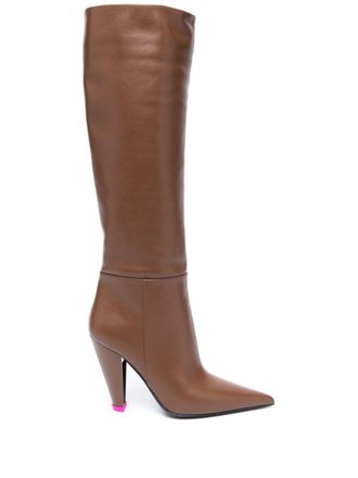 3Juin 105mm leather knee-length boots - Brown