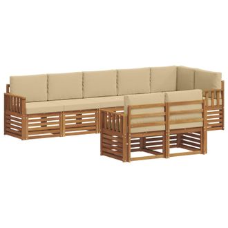 vidaXL Conjunto De Sof&aacute;s De Exterior 8 Uds. Natural Y Beige Poli&eacute;ster Vidaxl