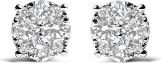 House of Brilliance 14K White Gold 2.00 Ct Lab Grown Diamond Cluster Stud Earrings at Nordstrom