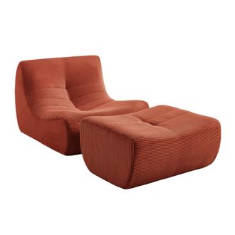 Sweeek Sill&oacute;n envasado al vac&iacute;o de terciopelo de pana fina con reposapi&eacute;s