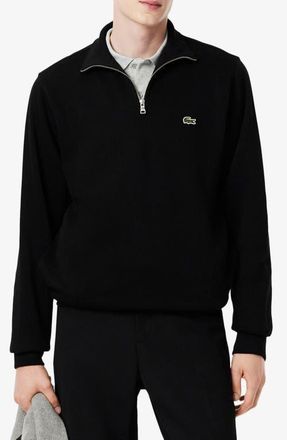 Lacoste Classic Fit Core Quarter Zip Pullover in Black at Nordstrom, Size 7