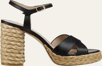 Stuart Weitzman Dayna Leather Crisscross Platform Sandals