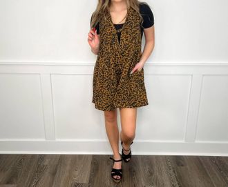 Bibi For The Thrill Denim Romper In Leopard