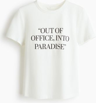 H&M Bedrucktes T-Shirt aus Viskosegemisch - Weiss/Out Of Office
