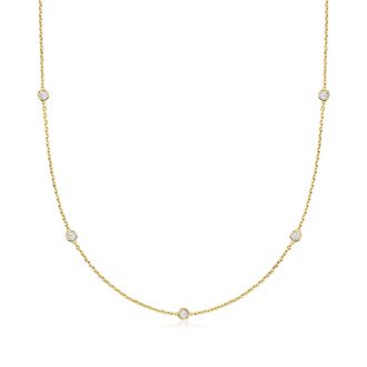 Ross-Simons Lab-Grown Diamond Station Necklace in 18kt Gold Over Sterling