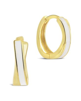 Sterling Forever Silver Pearl Huggie Hoop Earrings