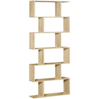 HOMCOM librer&iacute;a de 6 niveles, estanter&iacute;a para libros, 80x23x192 cm, estanter&iacute;a moderna para sal&oacute;n, dormitorio, estudio, oficina, roble