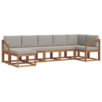 vidaXL Conjunto De Sof&aacute;s De Exterior 7 Pcs Gris Natural Y Claro Vidaxl