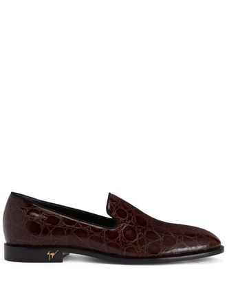 Giuseppe Zanotti Gatien crocodile-embossed leather loafers - Brown