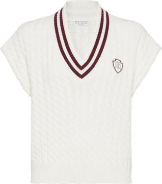 Brunello Cucinelli Cashmere knit sweater vest with logo in Panama at Nordstrom, Size Xx-Large Eu