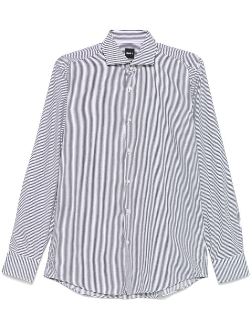 Camicia HUGO BOSS Jango Uomo Slim Fit &ndash; Bianca Con Righe Blu &ndash; Taglia Collo 18, Manica 35/36